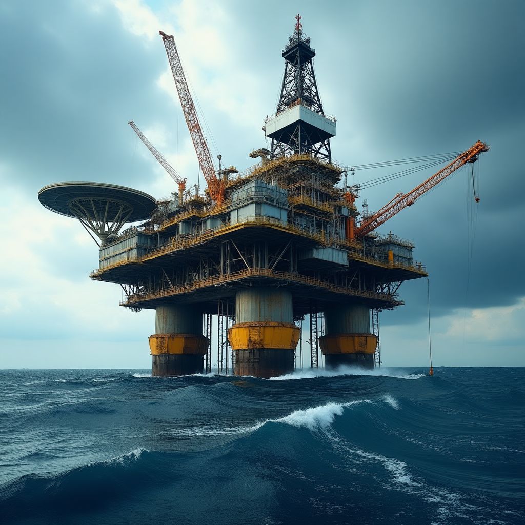 Plataforma de exploración petrolera offshore en el Mar Argentino