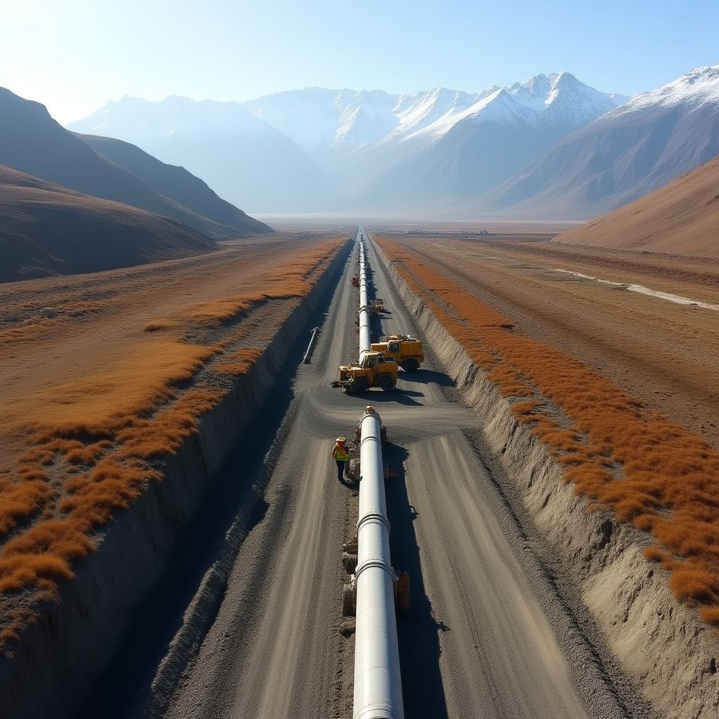Gasoducto en construcción en la Patagonia